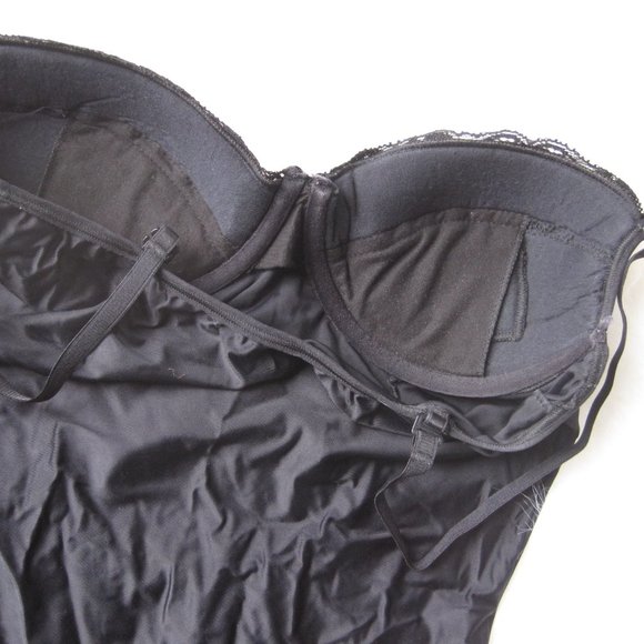 Sexy Black Lace Lingerie Bodysuit Padded Demi Bra Convertible Straps 36B M - Picture 4 of 10